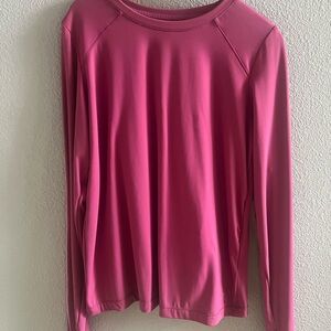 Mondetta Long Sleeve Crew Neck Top in Bright Pink